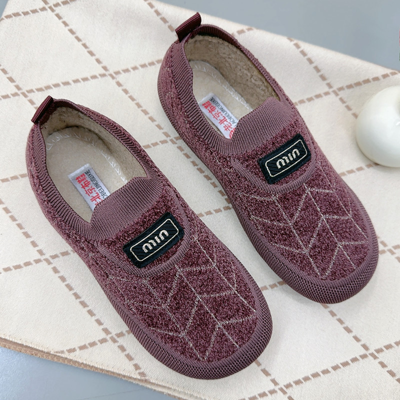 Zimske ženske pamučne cipele, slip-on, gornji dio od nabuka, ravni potpetica, podstavljena umjetnim krznom