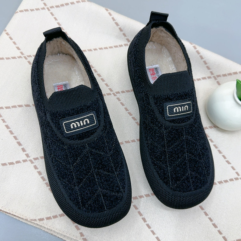 Zimske ženske pamučne cipele, slip-on, gornji dio od nabuka, ravni potpetica, podstavljena umjetnim krznom