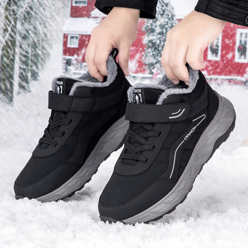 Унисекс зимни обувки за ходене, TPU горнище, закопчаване с велкро, кръгъл нос, нисък ток 1-3 см