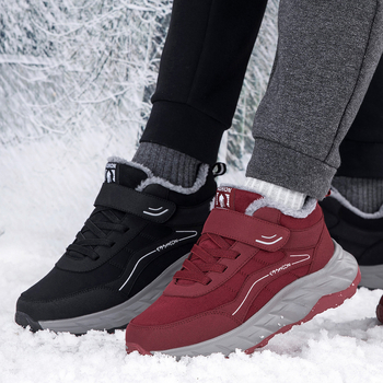 Унисекс зимни обувки за ходене, TPU горнище, закопчаване с велкро, кръгъл нос, нисък ток 1-3 см