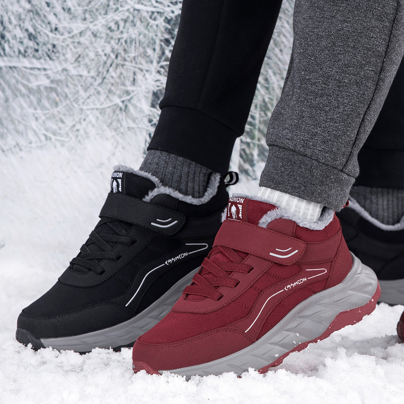 Унисекс зимни обувки за ходене, TPU горнище, закопчаване с велкро, кръгъл нос, нисък ток 1-3 см