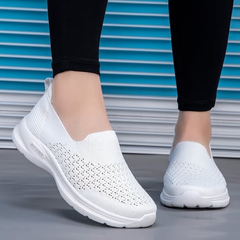 Ženske cipele za srednje i starije majke, prozračni gornji dio od tkanine, okrugli vrh, ploska potplat MD, slip-on, tekstilna uložak