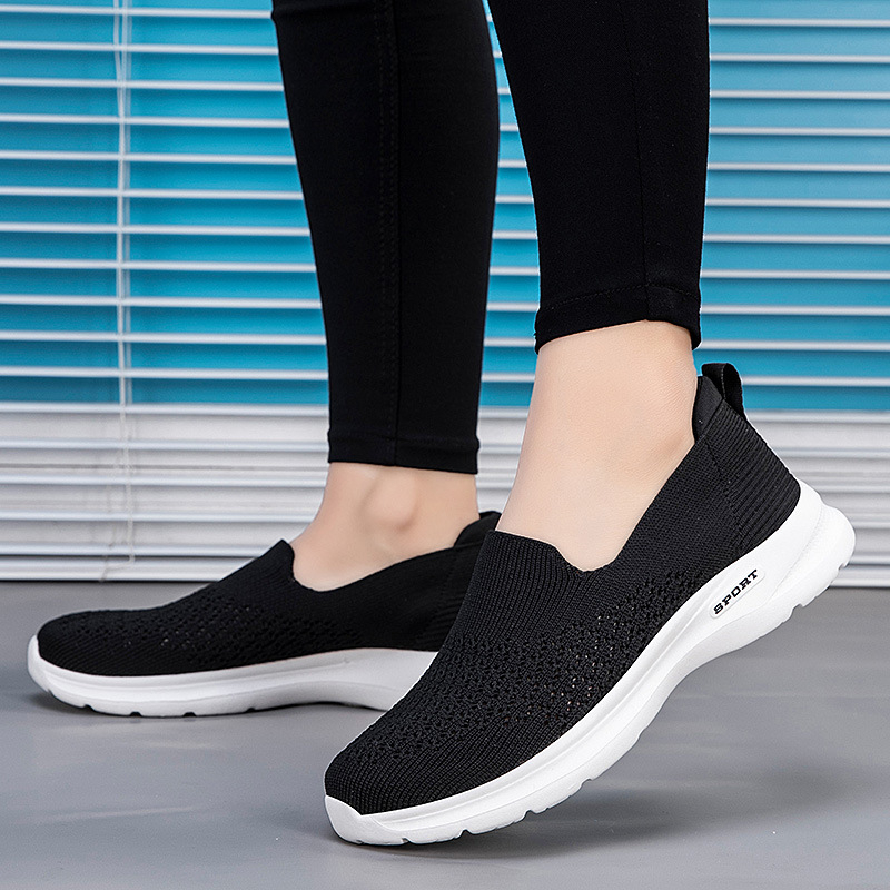 Ženske cipele za srednje i starije majke, prozračni gornji dio od tkanine, okrugli vrh, ploska potplat MD, slip-on, tekstilna uložak