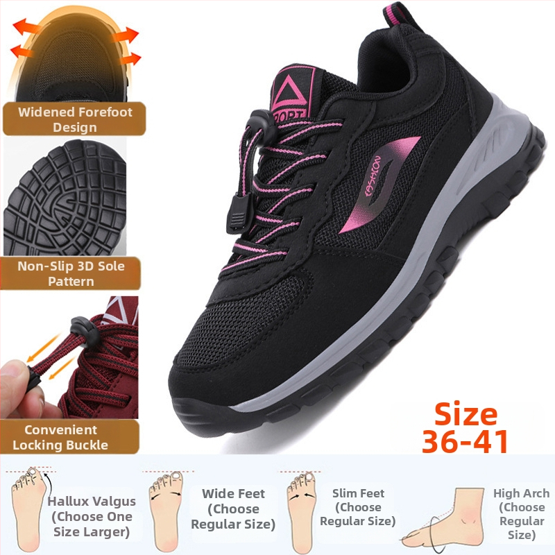 Unisex staigāšanas apavi vecākiem cilvēkiem, tīkla augšdaļa, pretslīdoša zole, apaļa purngala, zems papēdis 1–3 cm, elastīga josta, piemēroti pavasarim