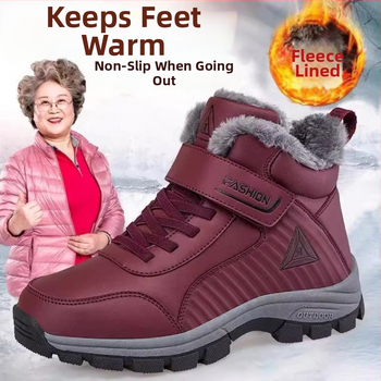 Unisex ziemas apavi no mākslīgā PU, Velcro aizdare, apaļa purngala, plata papēža — izdevums Zima 2024