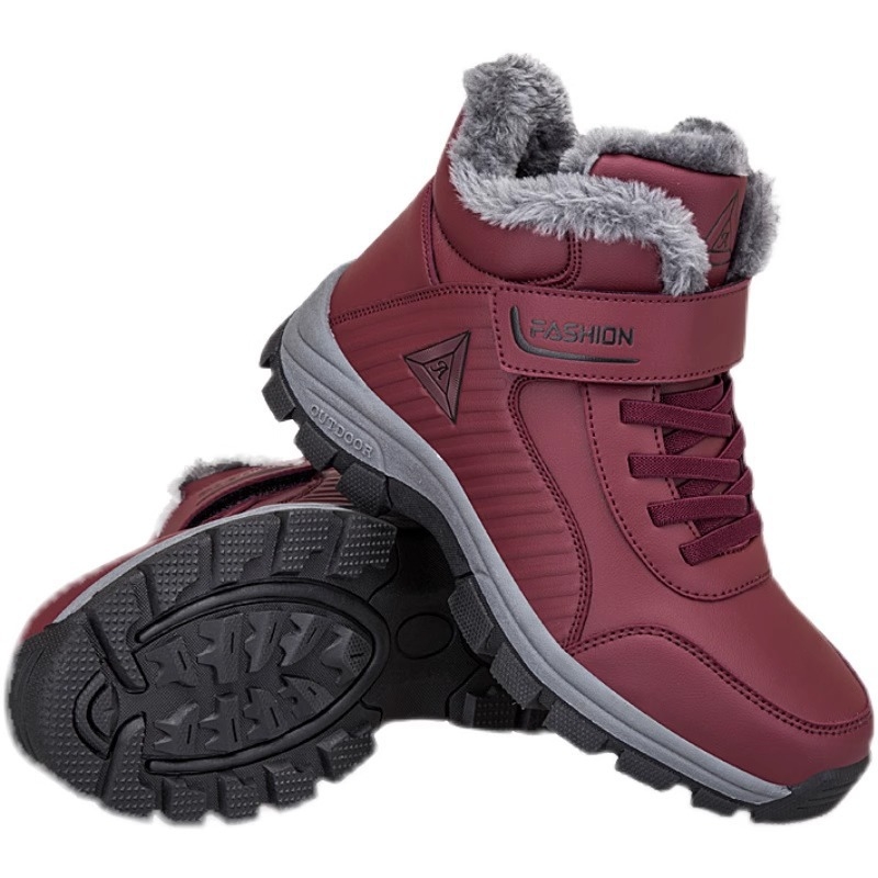 Унисекс зимни обувки от PU изкуствена кожа, закопчаване с велкро, закръглена носка, плосък ток — издание Зима 2024