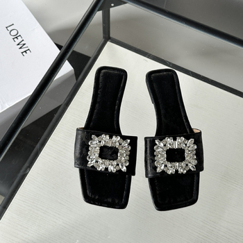 Ženske sandale s plosnom potplatom, otvorenim prstom i rhinestones – Korejski stil; Gornji materijal: super vlakno; Unutarnji materijal: umjetna koža; Potplat: gumeni; Ljeto 2025 izdanje