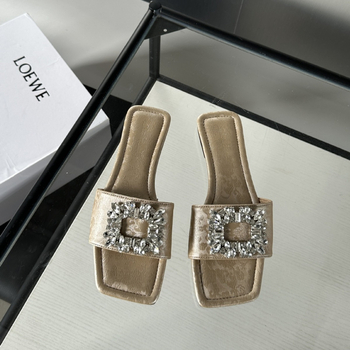 Ženske sandale s plosnom potplatom, otvorenim prstom i rhinestones – Korejski stil; Gornji materijal: super vlakno; Unutarnji materijal: umjetna koža; Potplat: gumeni; Ljeto 2025 izdanje