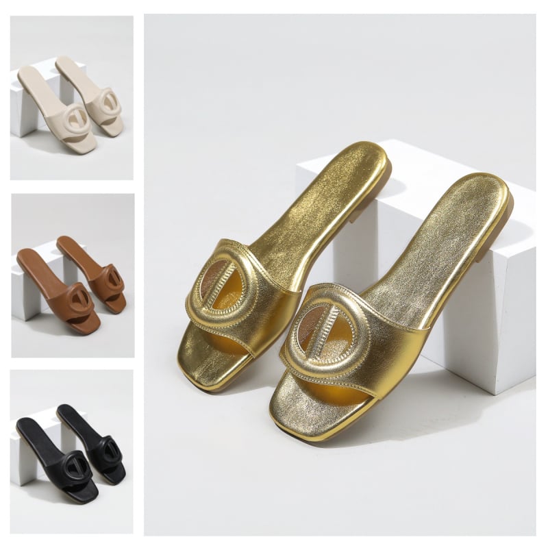 Ženske ljetne ravne sandale – PU gornji dio, PU podstava, TPR potplat, debljina potplata 0–3 cm, ravna peta