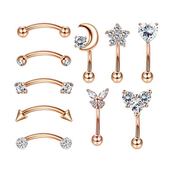 Piercing pentru sprâncene din oțel inoxidabil, formă inimă, placare electrolitică, stil unisex etnic