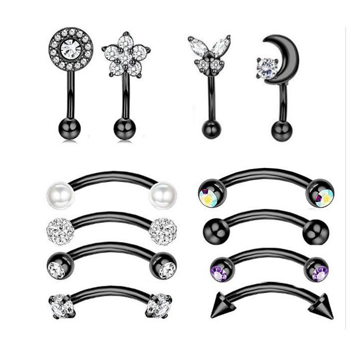 Piercing pentru sprâncene din oțel inoxidabil, formă inimă, placare electrolitică, stil unisex etnic
