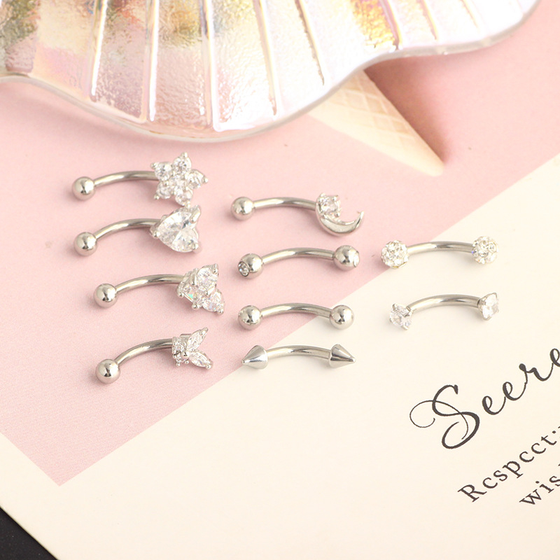 Piercing pentru sprâncene din oțel inoxidabil, formă inimă, placare electrolitică, stil unisex etnic