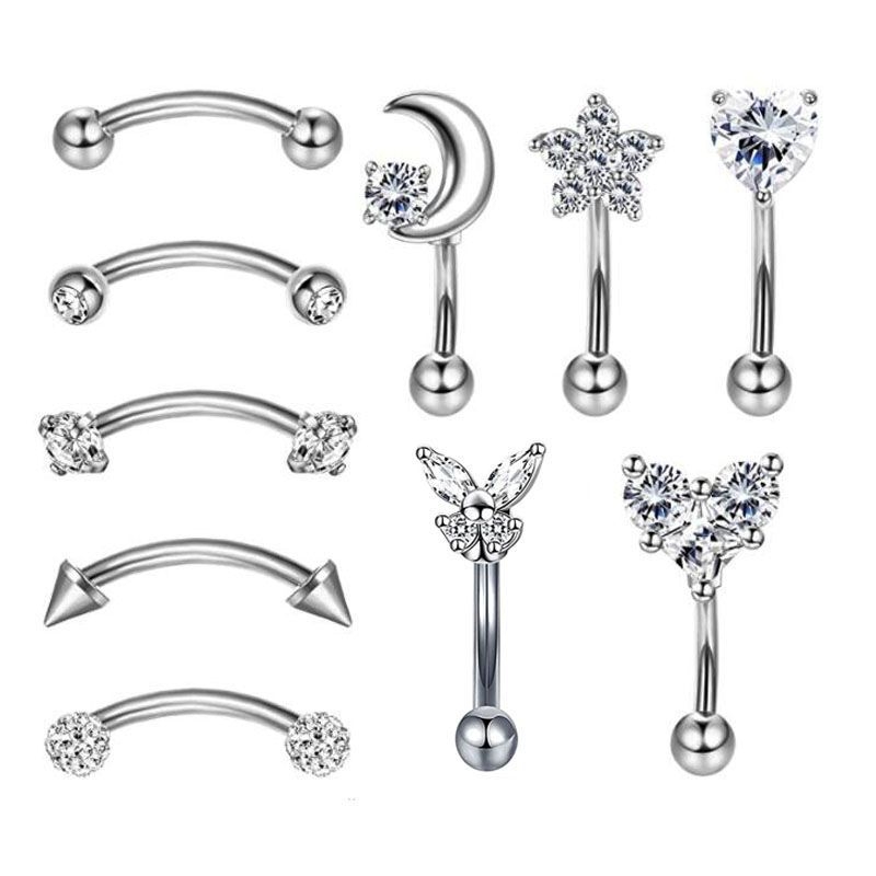 Piercing pentru sprâncene din oțel inoxidabil, formă inimă, placare electrolitică, stil unisex etnic