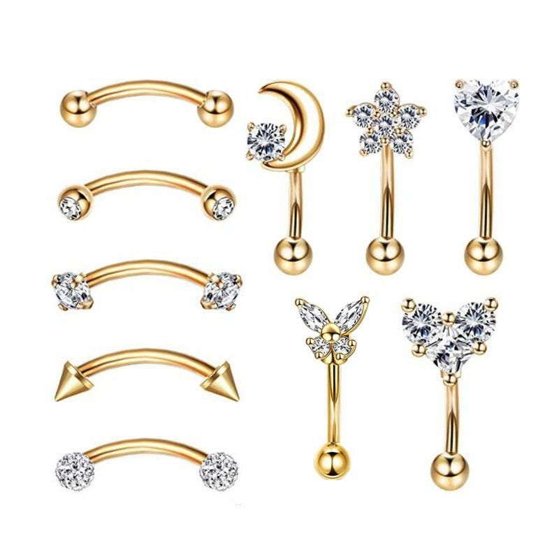 Piercing pentru sprâncene din oțel inoxidabil, formă inimă, placare electrolitică, stil unisex etnic