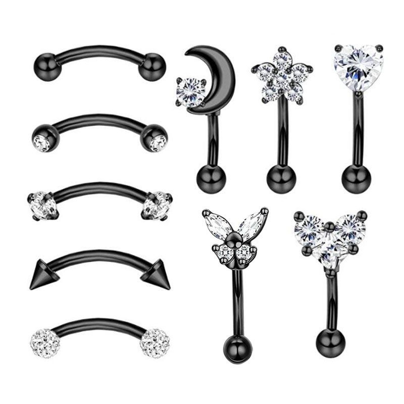 Piercing pentru sprâncene din oțel inoxidabil, formă inimă, placare electrolitică, stil unisex etnic