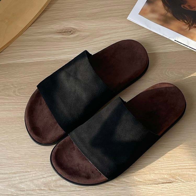 Ženske slip-on sandale od velura, dišuće, gumena ravna potplata, svakodnevna upotreba, debljina potplata 0–3 cm