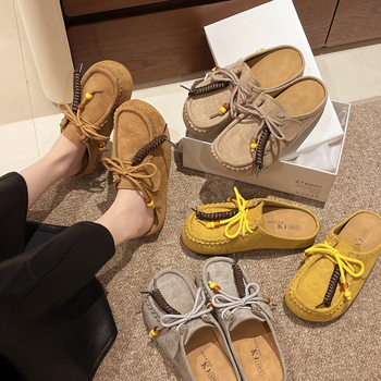 Moterys bateliai su stora padu, apvalia nosimi, velūrinė viršutinė dalis, guminis padas, aukštį didinanti įdėklas, slip-on