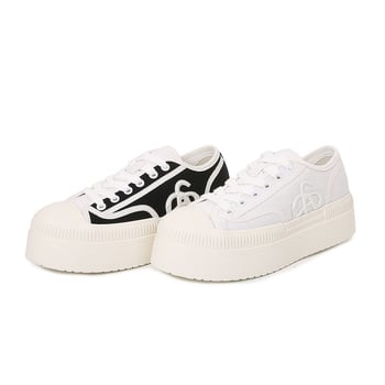 Rhoades pantofi dama din pânză, talpă groasă, șireturi, înălțimea părții superioare 3–7 cm, talpă din cauciuc, căptușeală din lână de miel, culoare solidă, toamnă 2024