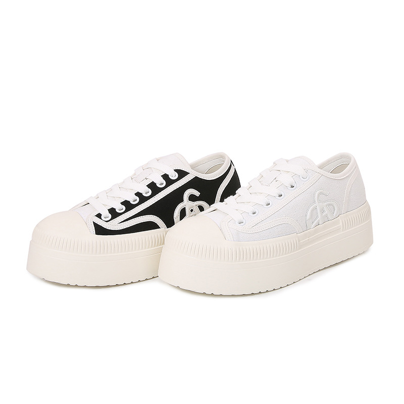 Rhoades pantofi dama din pânză, talpă groasă, șireturi, înălțimea părții superioare 3–7 cm, talpă din cauciuc, căptușeală din lână de miel, culoare solidă, toamnă 2024