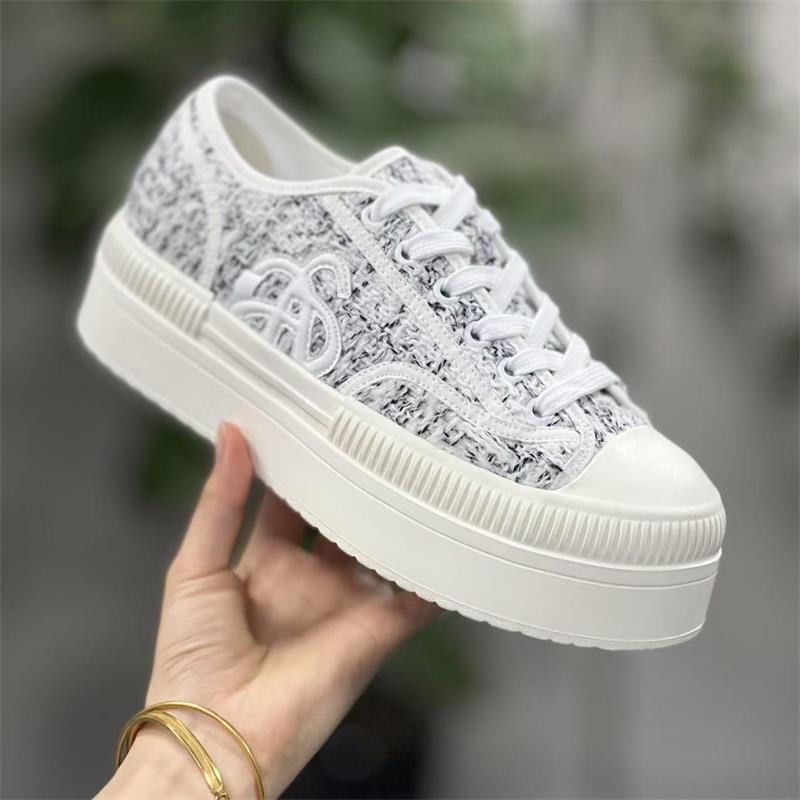 Rhoades pantofi dama din pânză, talpă groasă, șireturi, înălțimea părții superioare 3–7 cm, talpă din cauciuc, căptușeală din lână de miel, culoare solidă, toamnă 2024