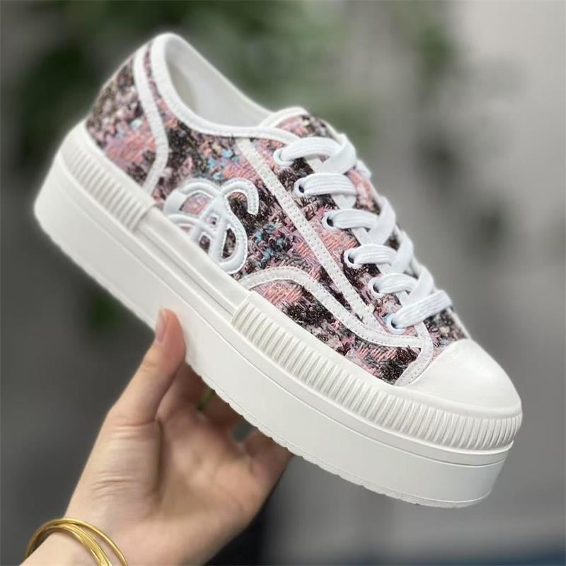 Rhoades pantofi dama din pânză, talpă groasă, șireturi, înălțimea părții superioare 3–7 cm, talpă din cauciuc, căptușeală din lână de miel, culoare solidă, toamnă 2024