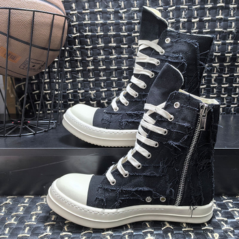 Adidași casual din pânză, talie joasă, închidere laterală cu fermoar, respirabili, branț din piele de vițel prim-strat