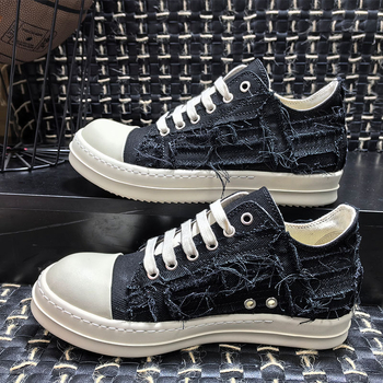 Adidași casual din pânză, talie joasă, închidere laterală cu fermoar, respirabili, branț din piele de vițel prim-strat