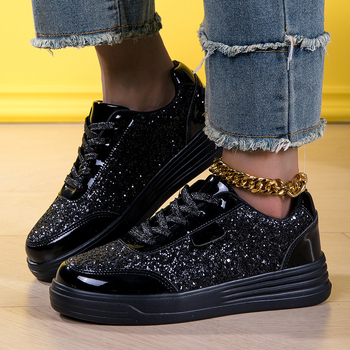 Γυναικείες casual καμβά sneakers με σόλα από καουτσούκ, όλες τις εποχές, χαμηλό ύψος, κορδόνια, στρογγυλός μπροστινό, PU πάτος