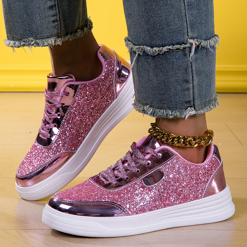 Γυναικείες casual καμβά sneakers με σόλα από καουτσούκ, όλες τις εποχές, χαμηλό ύψος, κορδόνια, στρογγυλός μπροστινό, PU πάτος