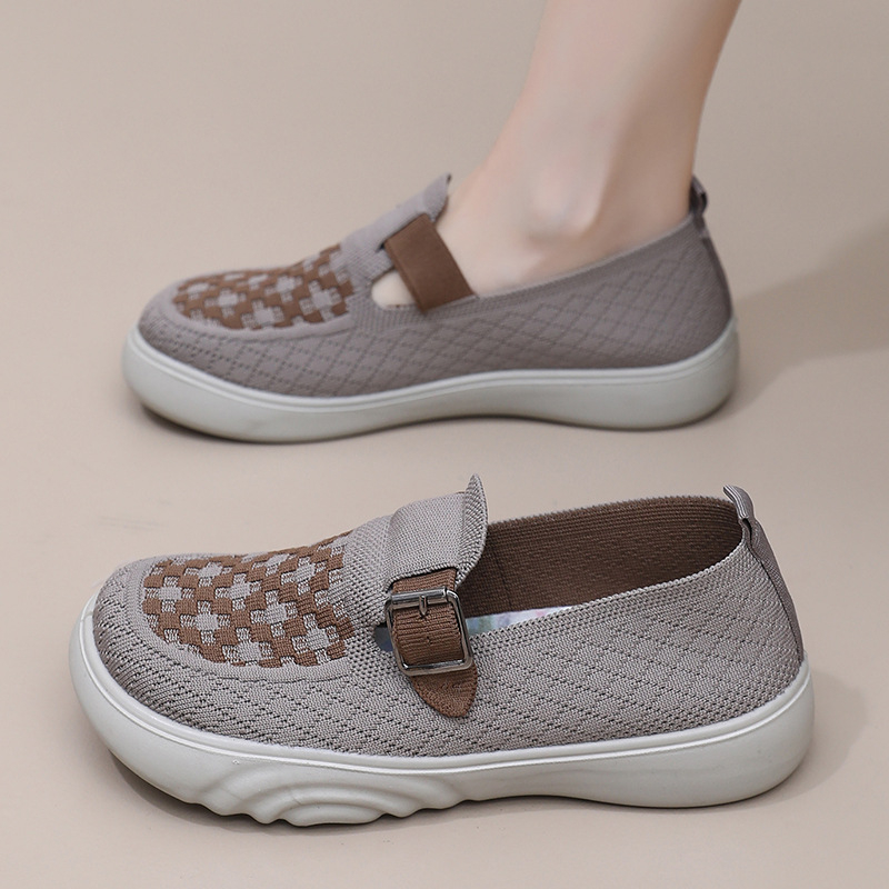 Damske casual tenisice s pletenim gornjim dijelom, bez vezanja, niski potpetica 1–3 cm, PVC potplat, tekstilna uloška