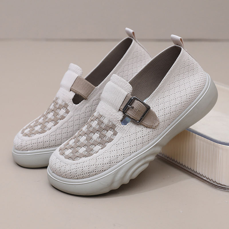 Damske casual tenisice s pletenim gornjim dijelom, bez vezanja, niski potpetica 1–3 cm, PVC potplat, tekstilna uloška