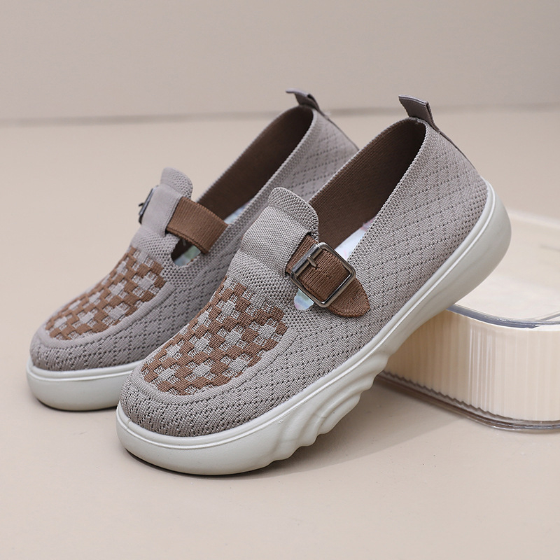 Damske casual tenisice s pletenim gornjim dijelom, bez vezanja, niski potpetica 1–3 cm, PVC potplat, tekstilna uloška