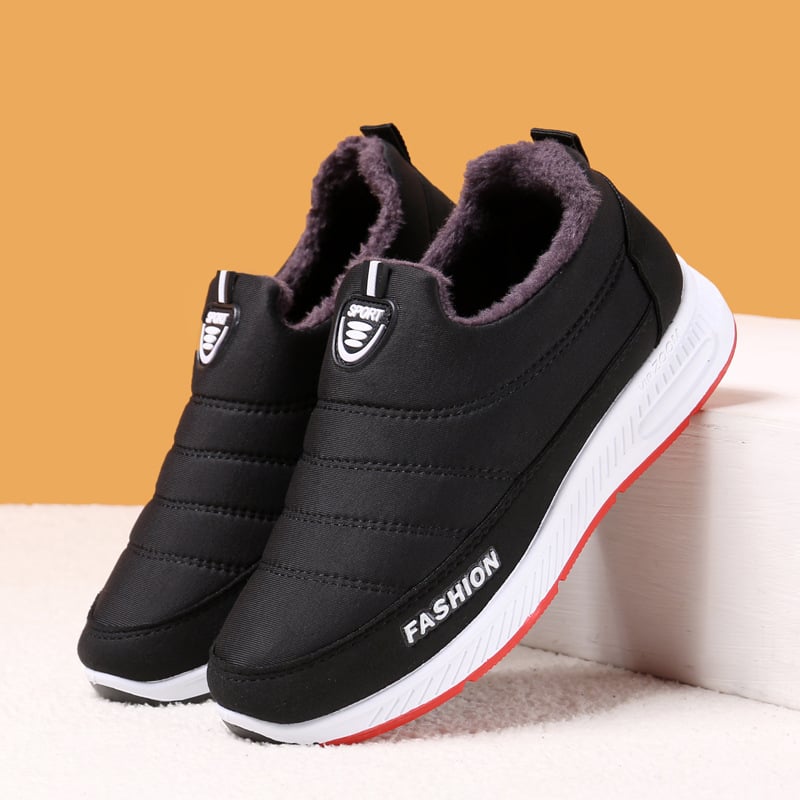 Зимни обувки за възрастни, slip-on модел, топла подплата от изкуствен пух, платнена горна част, PVC подметка, кръгъл нос, унисекс