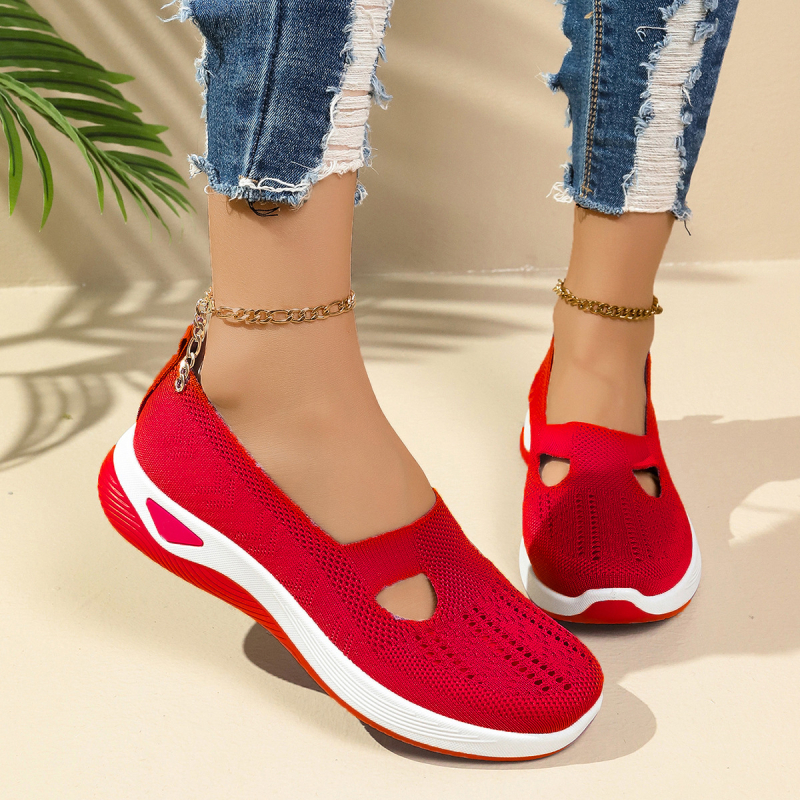 Ženske mrežaste slip-on tenisice, prozračni gornji dio, PVC đon, niski potpetica 1–3 cm