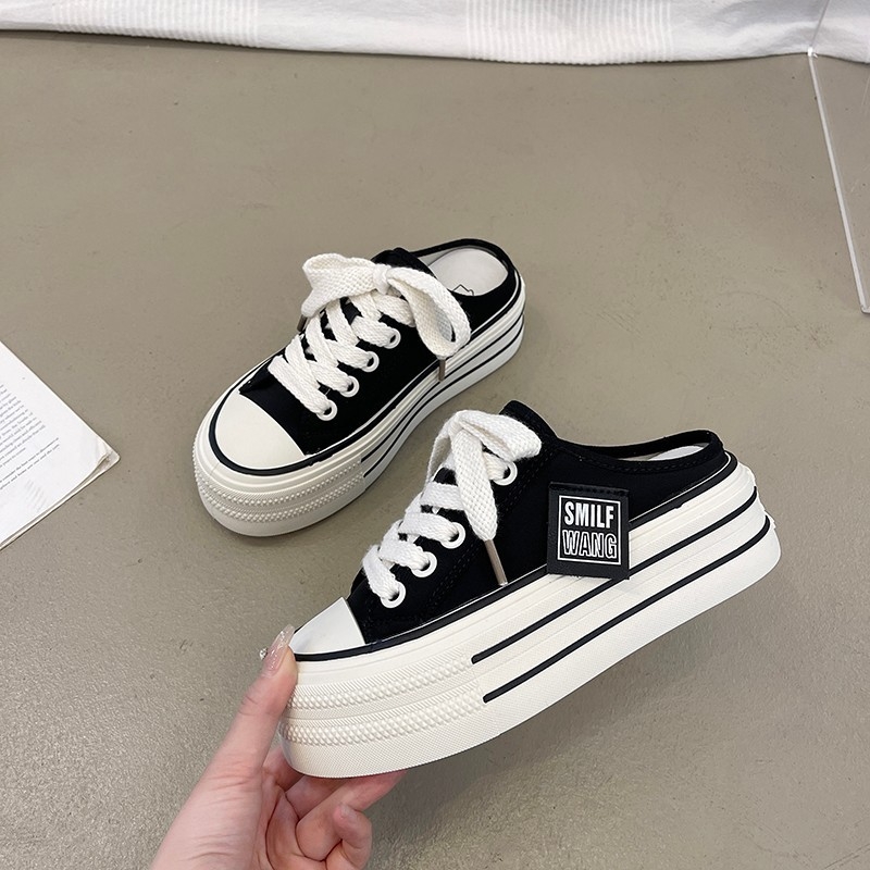 Sieviešu platnenes kurpes Korejas stilā ar elpojošu vulkanizētu gumijas zoli un priekšējo šņorēšanu