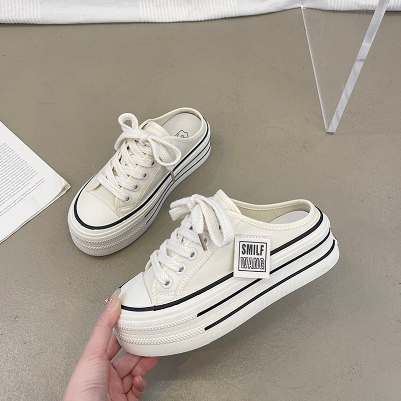 Sieviešu platnenes kurpes Korejas stilā ar elpojošu vulkanizētu gumijas zoli un priekšējo šņorēšanu