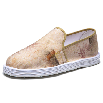 Rankų darbo audinių be raištelių bateliai su kelių sluoksnių padu, kvėpuojanti medvilnės viršutinė dalis, siuvinėjimo raštas, žemas profilis, plokščias padas, kasdieniam naudojimui