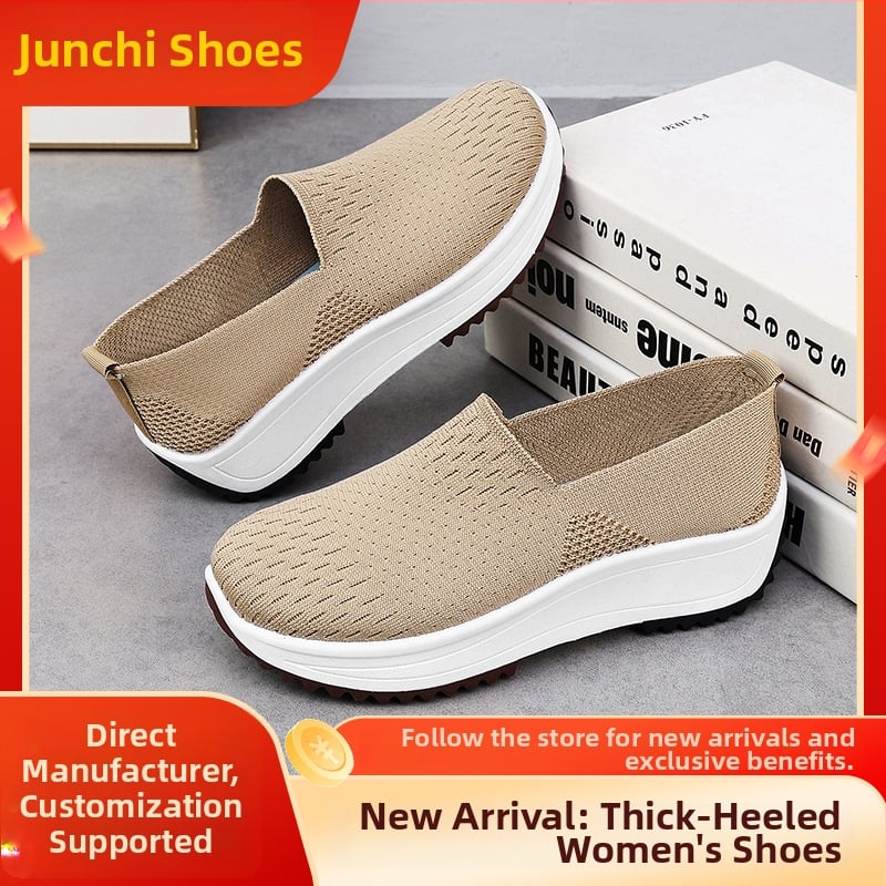 Ženske platforme cipele od mreže, slip-on dizajn, platforma, visina pete 3–5 cm, EVA uložak