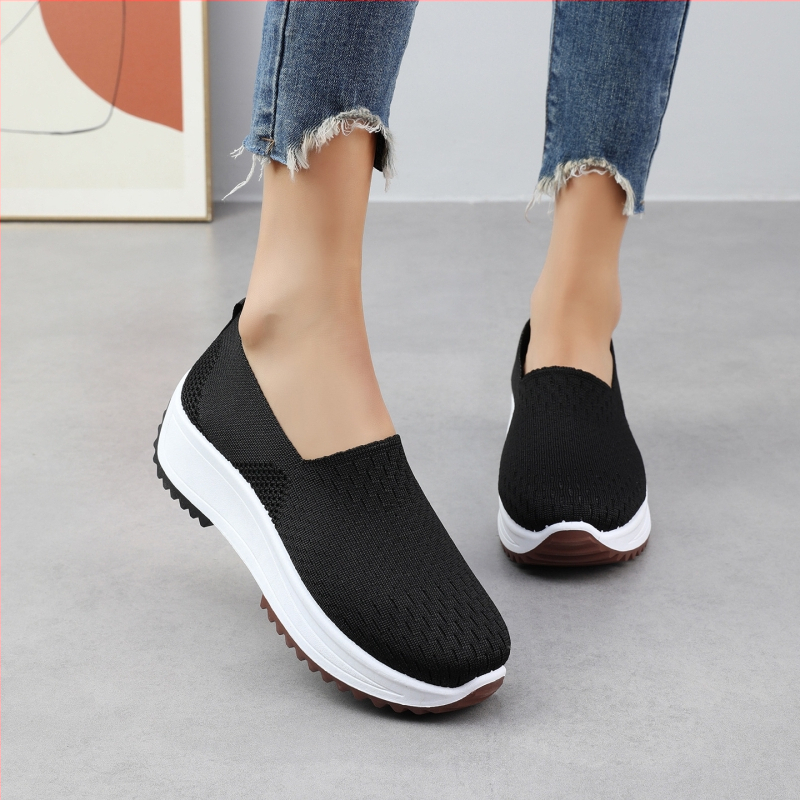 Ženske platforme cipele od mreže, slip-on dizajn, platforma, visina pete 3–5 cm, EVA uložak