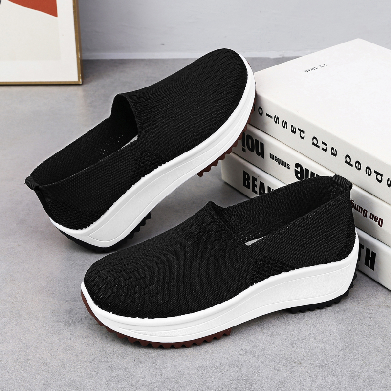 Ženske platforme cipele od mreže, slip-on dizajn, platforma, visina pete 3–5 cm, EVA uložak