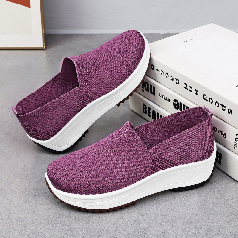 Ženske platforme cipele od mreže, slip-on dizajn, platforma, visina pete 3–5 cm, EVA uložak