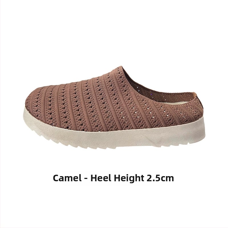 Birkenstock stiliaus megzti moteriški batai, žemas viršus, apvali nosis, PU pada, tekstilinė įdėklas