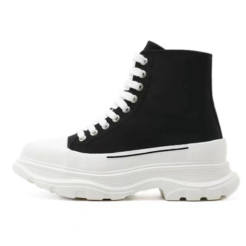 Platformske tenisice od platna s visokim potplatom, 3–5 cm, okrugli vrh, unisex, podstava od ovčje kože