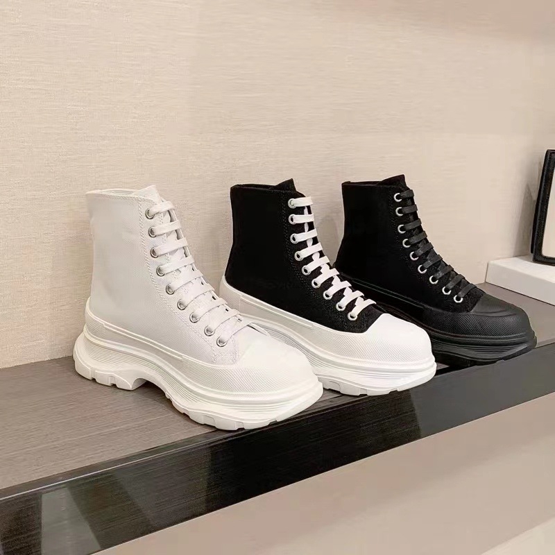 Platformske tenisice od platna s visokim potplatom, 3–5 cm, okrugli vrh, unisex, podstava od ovčje kože
