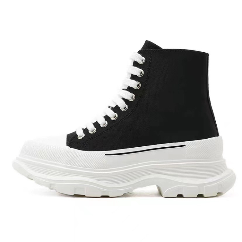 Platformske tenisice od platna s visokim potplatom, 3–5 cm, okrugli vrh, unisex, podstava od ovčje kože