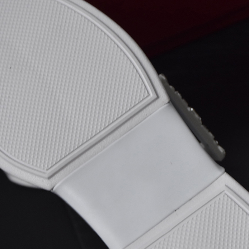 Ženske bijele loaferice s kvadratnom kopčom i rhinestones, debeli potplat, povećanje visine, svestrana casual obuća
