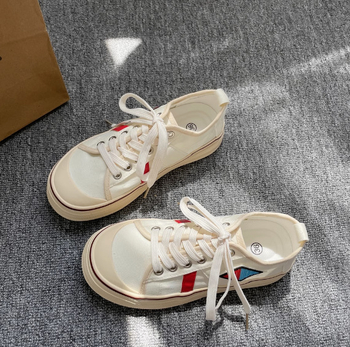 Дамски платнени обувки за лято с нисък връх, връзки отпред, дишаща вулканизирана подметка