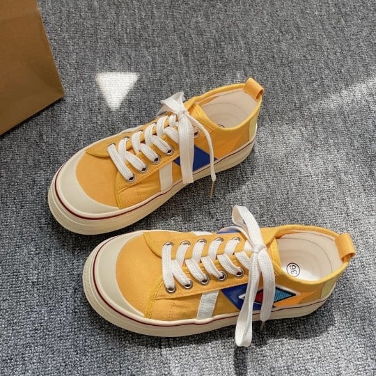 Дамски платнени обувки за лято с нисък връх, връзки отпред, дишаща вулканизирана подметка