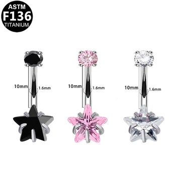 Пъпна халка от титанова сплав, сърцевидна форма, вътрешна резба, цирконова вставка, прост унисекс дизайн