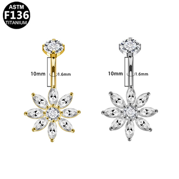 Пъпна халка от титанова сплав, сърцевидна форма, вътрешна резба, цирконова вставка, прост унисекс дизайн